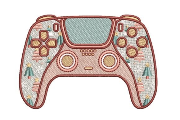 Christmas Bell and Tree Patterned Gaming Controller Embroidery Design
