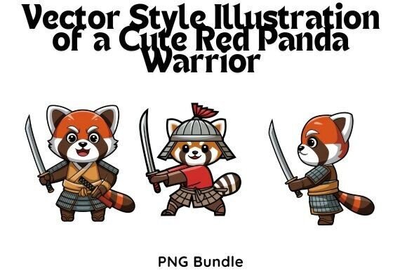 Cute Red Panda Warrior Cartoon PNG