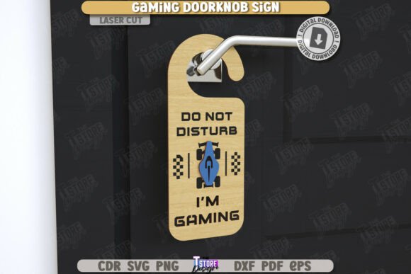 Gamer Door Knob Hanger Laser Cut Design