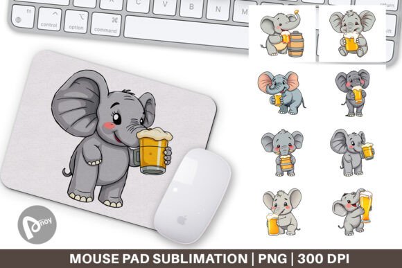 Mouse Pad Elephant Beer Day