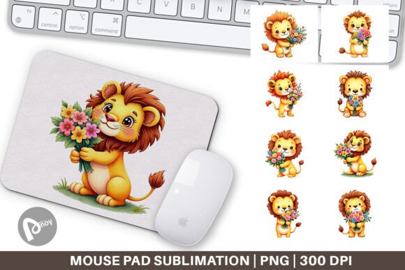 Mouse Pad Lion Spring Bouquet