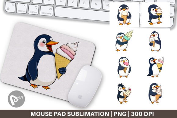 Mouse Pad Penguin with an Ice Cream: A Cool Addition to Your Desk Setup