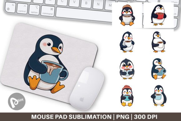 Mouse Pad Penguin with Hot Cocoa – A Practical Sublimation Design for Custom Merchandise