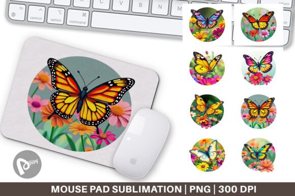Mouse Pad Wildflower Butterfly
